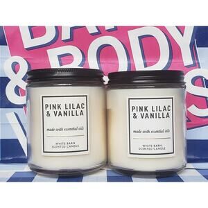 BBW Pink Lilac & Vanilla Single Wick Candles Set of 2 Home Fragrance Decor